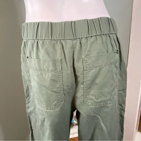 Talbots Pull On Wide Leg Crops Cotton Linen Sage Green Cropped Pants M Petite - Picture 11 of 14